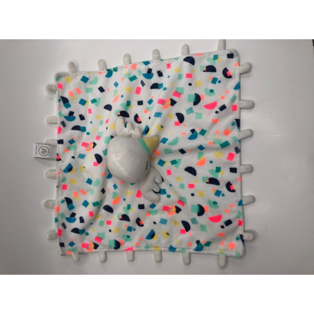 Oh Joy! Bird Baby Security Blanket Lovey One Size White Neon Geometric Confetti - Picture 4 of 5
